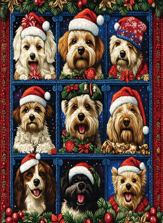 Cafly Christmas Dog Jigsaw Puzzle 1024 Piece, Festive Puppy Portrait Puzzle for Adults & Teens 14+, 23.86x23.86 Inch Adult and Family Themed Game - Image 2